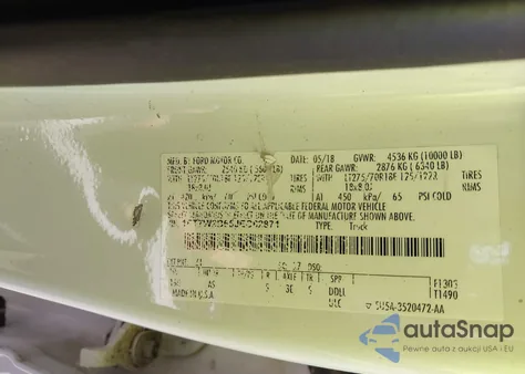 2018 Ford F-250 Xl z USA, uszkodzony, nr VIN 1FT7W2B65JEC62871